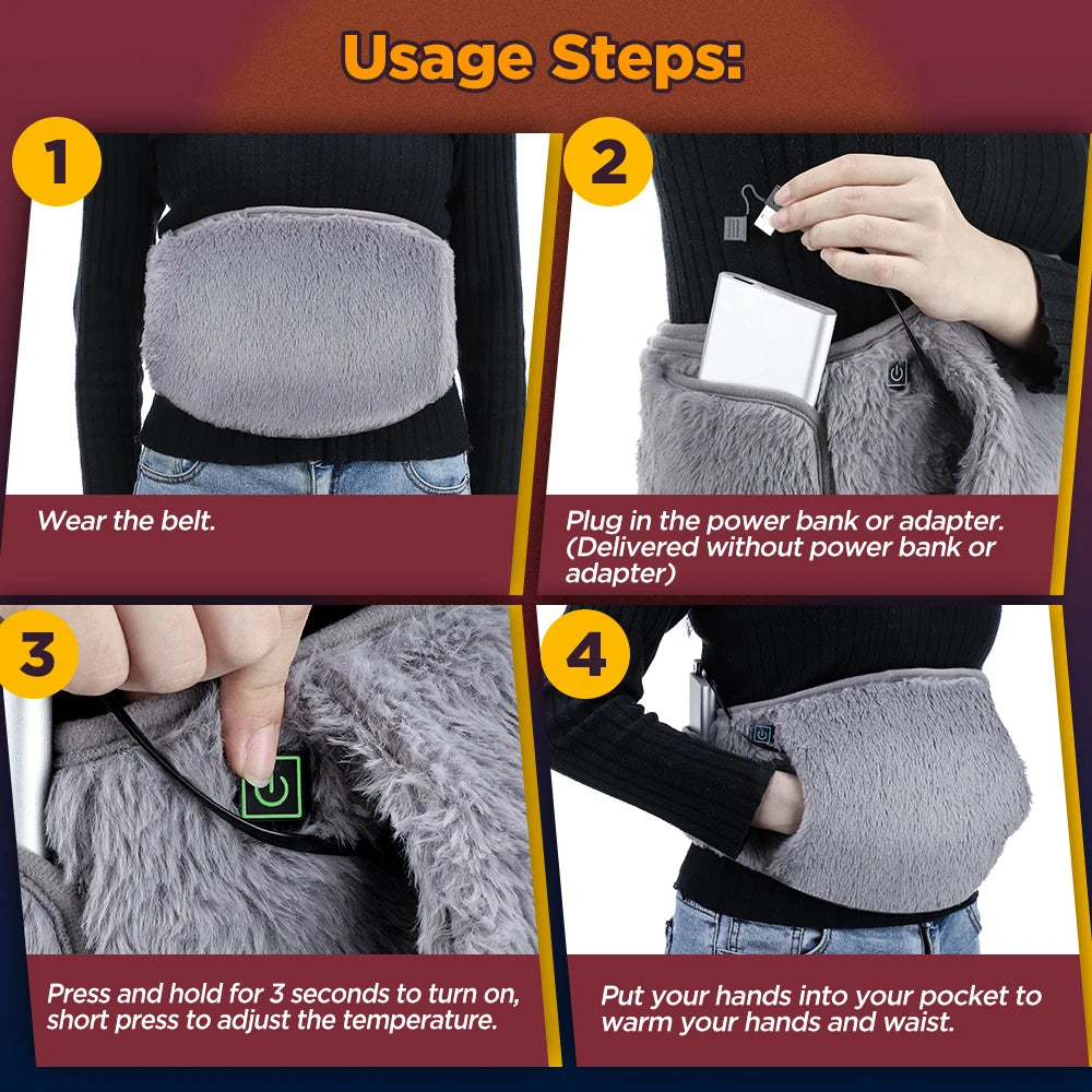 3 Levels Electric Hand Waist Pad USB Recharging Abdominal Warmer